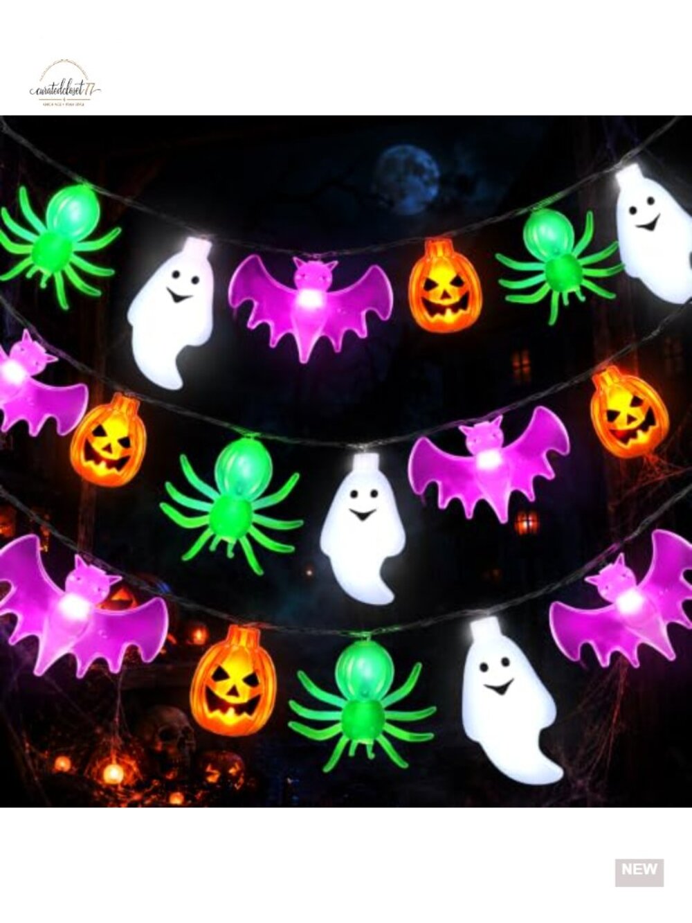 24FT 44 LED Halloween String Lights Battery Operated Outdoor Indoor Decor